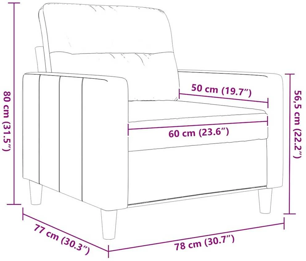 Sofa Krėslas, rudos spalvos, 60cm, audinys