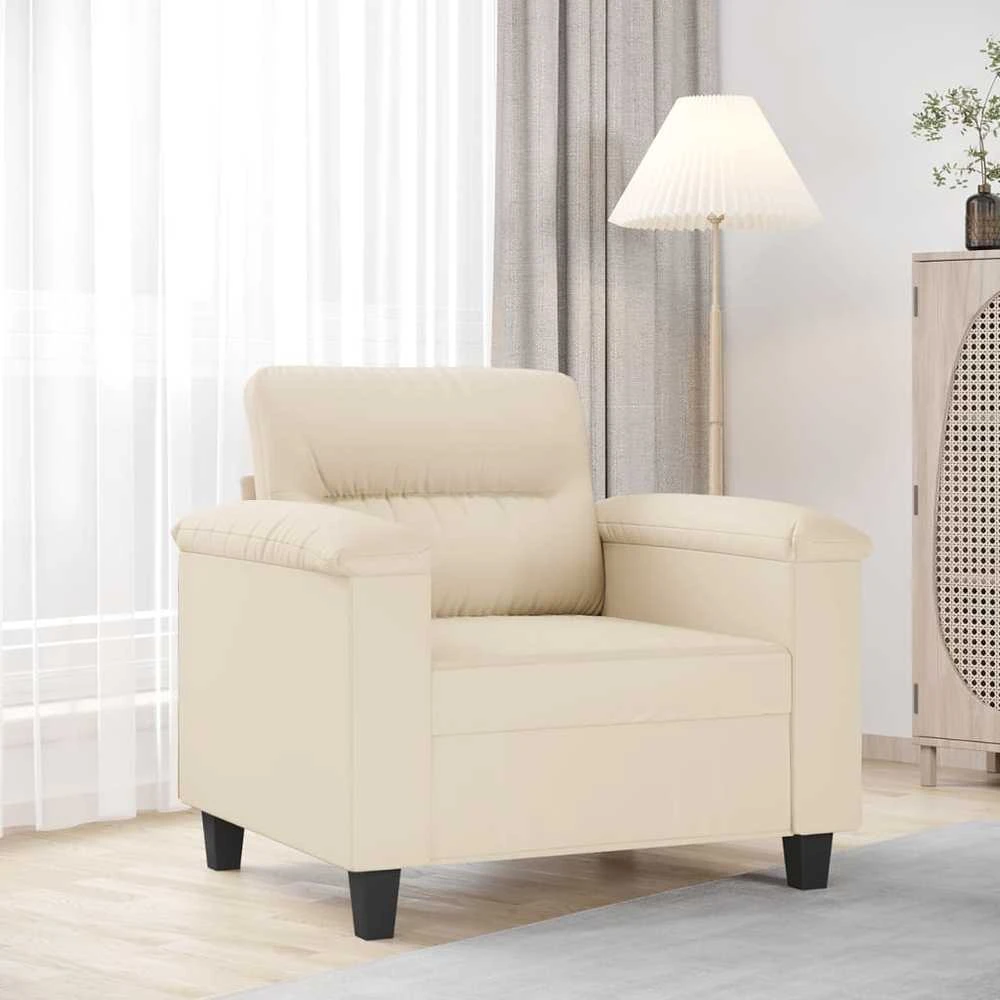 Sofa Krėslas, smėlio spalvos, 60cm, mikropluošto audinys