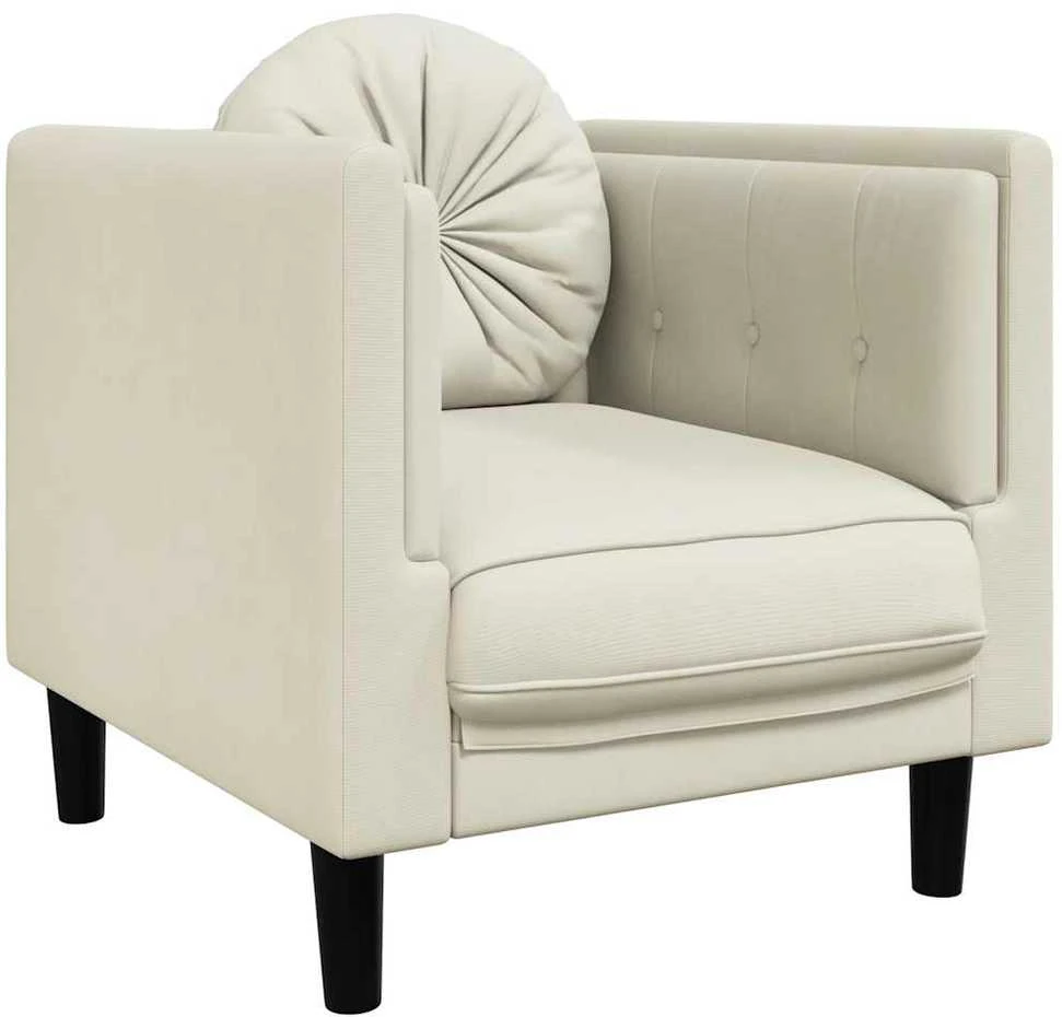 Sofa Krėslas su pagalvėle, kreminės spalvos, aksomas