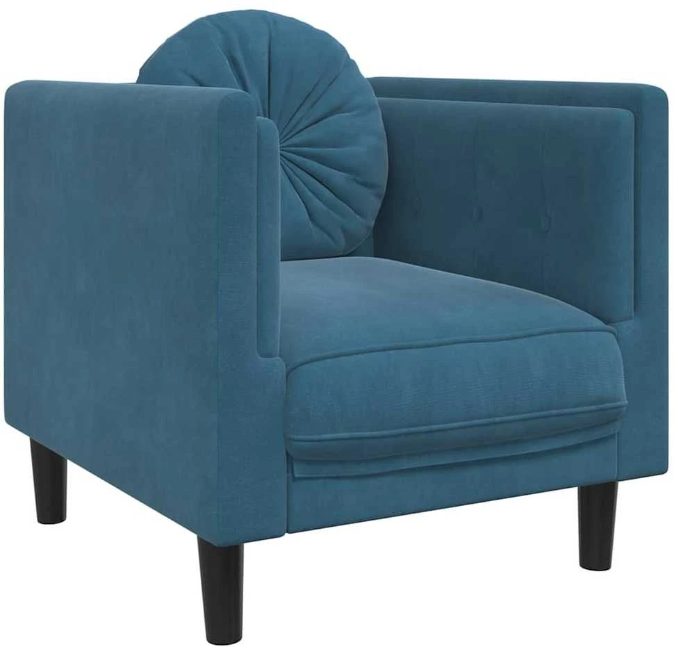Sofa Krėslas su pagalvėle, mėlynos spalvos, aksomas