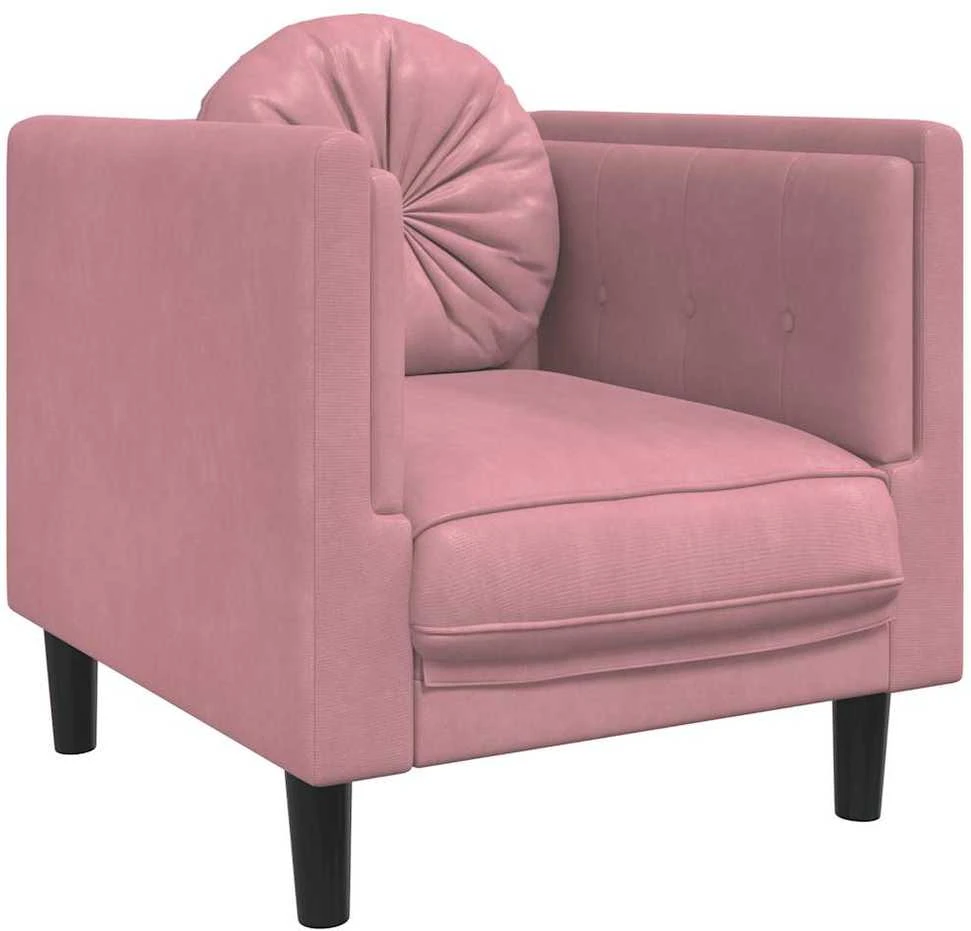 Sofa Krėslas su pagalvėle, rožinės spalvos, aksomas