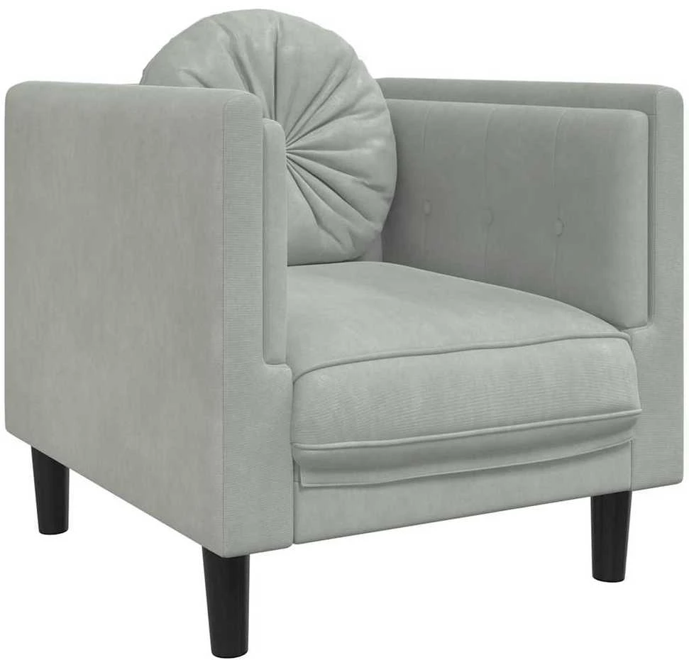 Sofa Krėslas su pagalvėle, šviesiai pilkos spalvos, aksomas