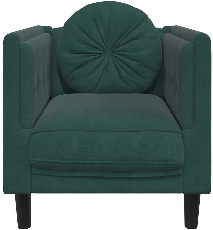 Sofa Krėslas su pagalvėle, tamsiai žalios spalvos, aksomas