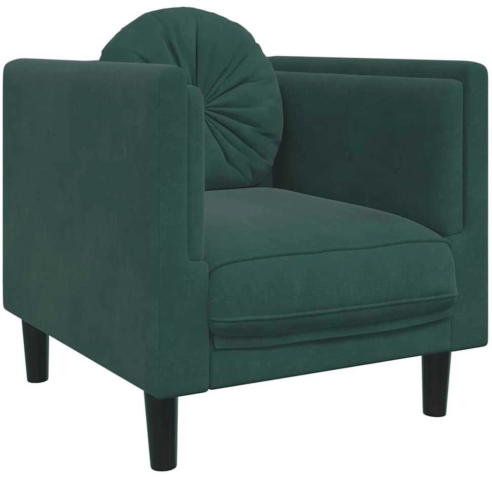 Sofa Krėslas su pagalvėle, tamsiai žalios spalvos, aksomas