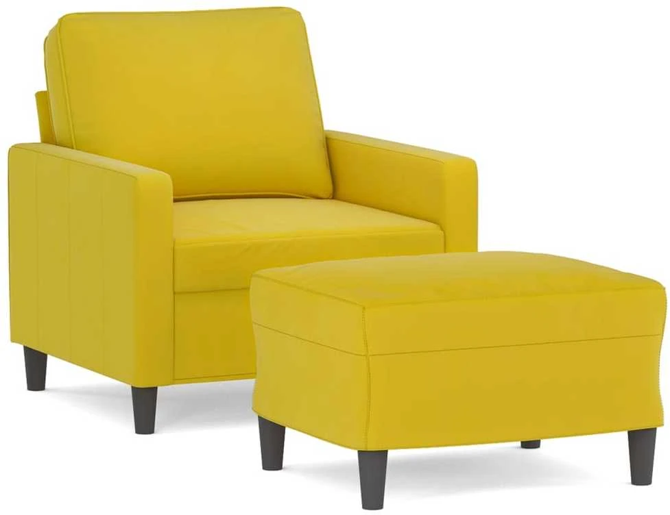 Sofa Krėslas su pakoja, geltonos spalvos, 60cm, aksomas