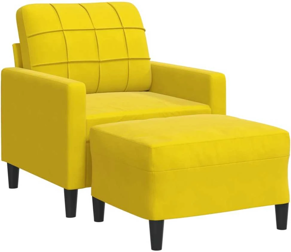 Sofa Krėslas su pakoja, geltonos spalvos, 60cm, aksomas