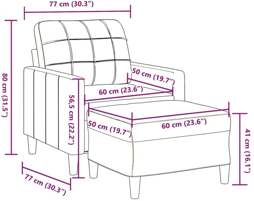 Sofa Krėslas su pakoja, geltonos spalvos, 60cm, aksomas