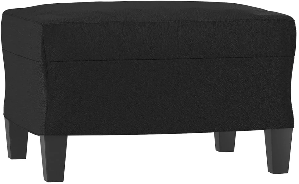 Sofa Krėslas su pakoja, juodos spalvos, 60cm, dirbtinė oda