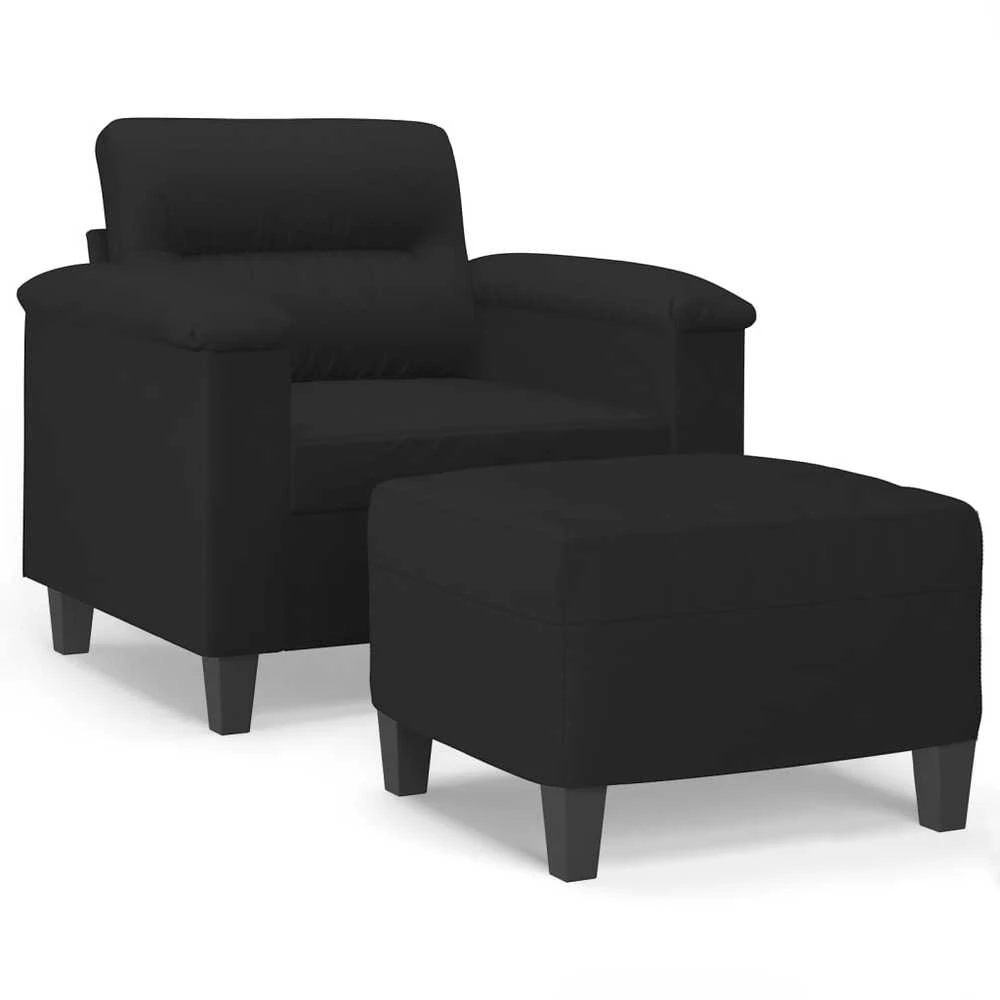Sofa Krėslas su pakoja, juodos spalvos, 60cm, mikropluošto audinys