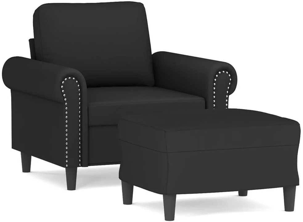 Sofa Krėslas su pakoja, juodos spalvos, 60cm, aksomas