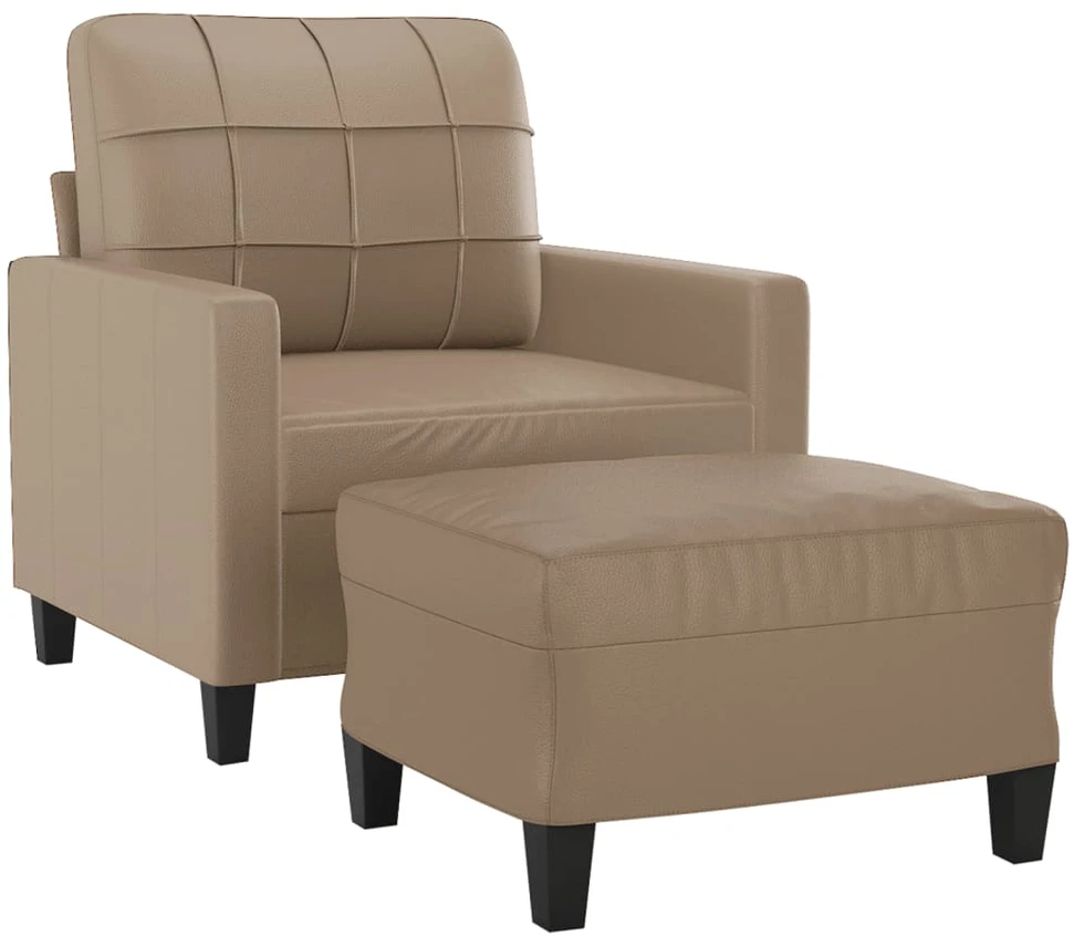 Sofa Krėslas su pakoja, kapučino spalvos, 60cm, dirbtinė oda
