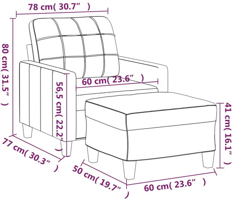 Sofa Krėslas su pakoja, kapučino spalvos, 60cm, dirbtinė oda