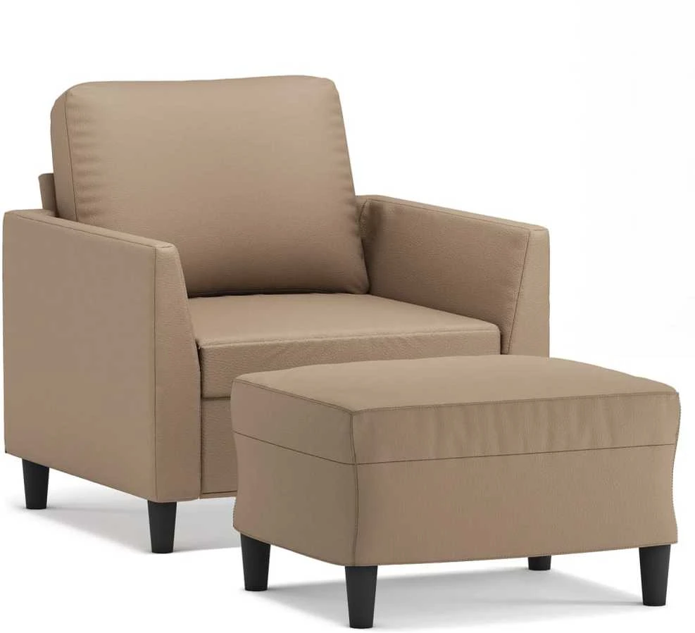 Sofa Krėslas su pakoja, kapučino spalvos, 60cm, dirbtinė oda