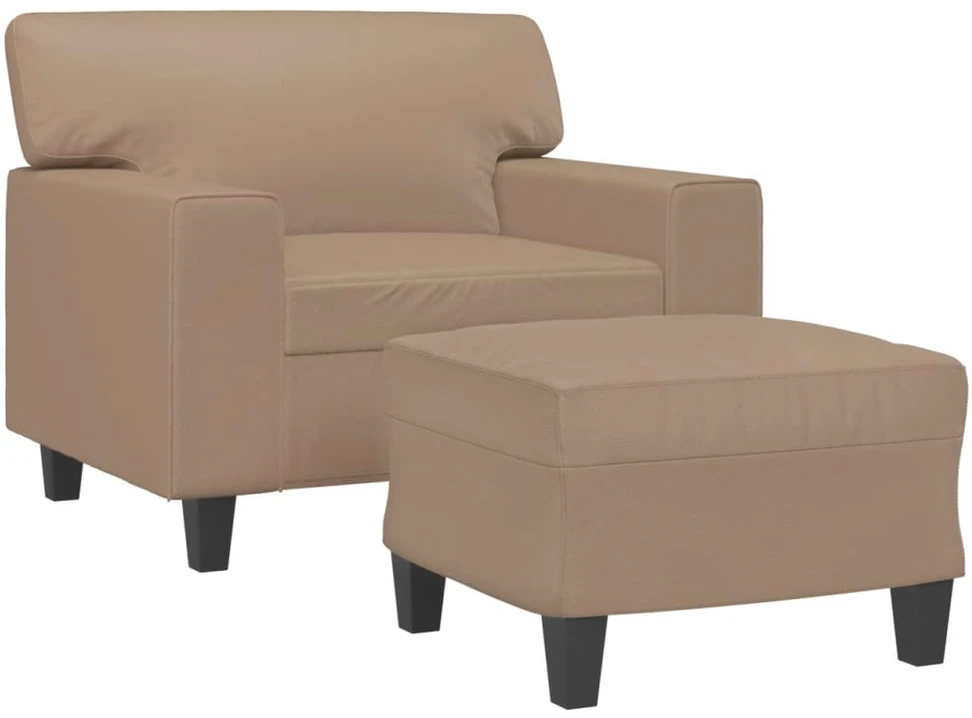 Sofa Krėslas su pakoja, kapučino spalvos, 60cm, dirbtinė oda