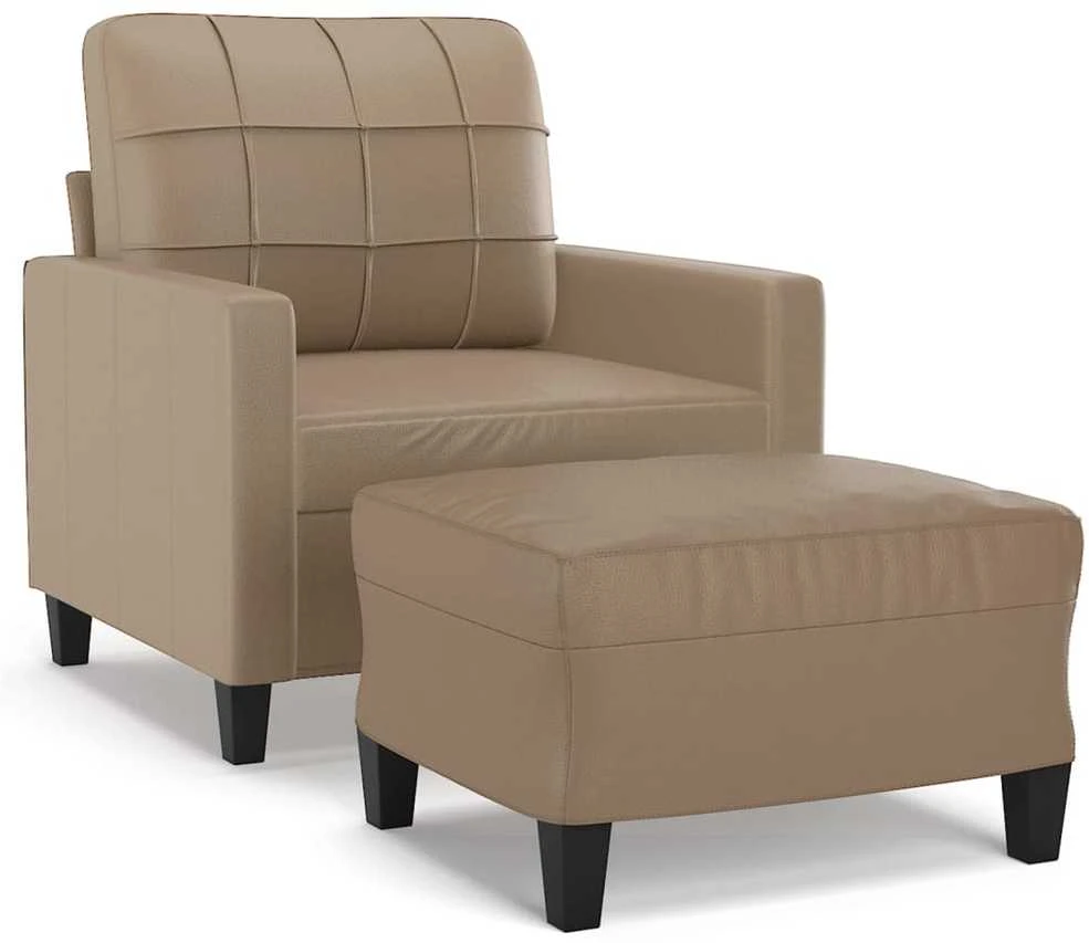 Sofa Krėslas su pakoja, kapučino spalvos, 60cm, dirbtinė oda