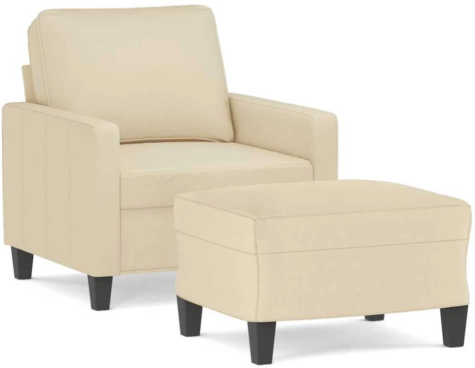 Sofa Krėslas su pakoja, kreminės spalvos, 60cm, audinys