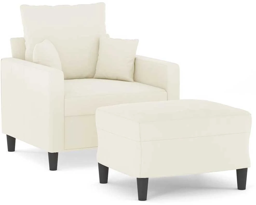 Sofa Krėslas su pakoja, kreminės spalvos, 60cm, aksomas