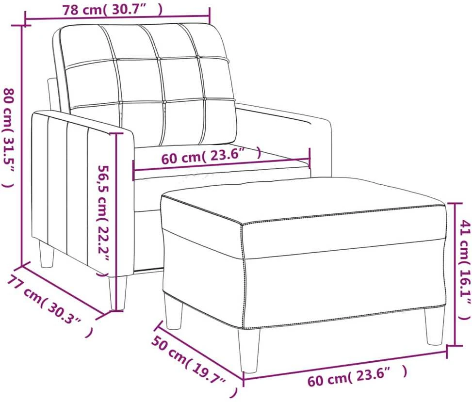 Sofa Krėslas su pakoja, kreminės spalvos, 60cm, audinys