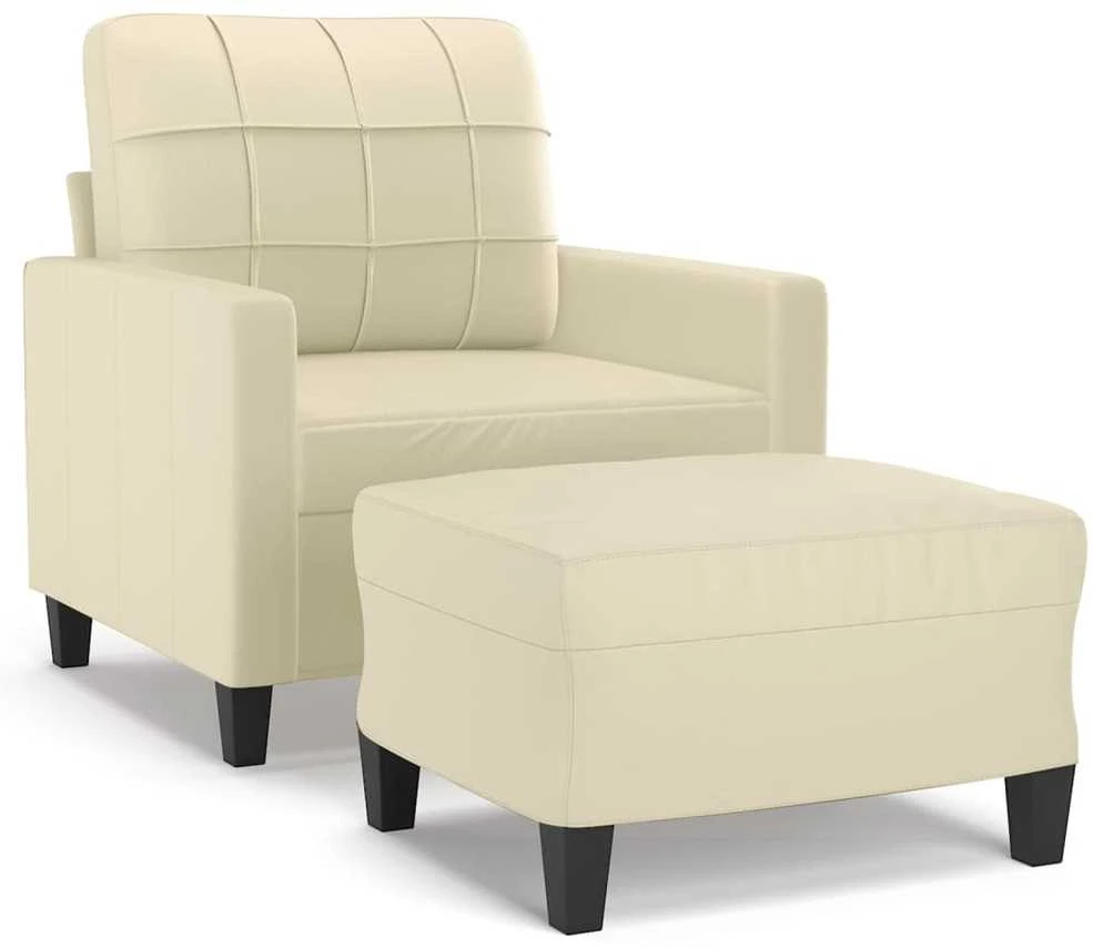 Sofa Krėslas su pakoja, kreminės spalvos, 60cm, dirbtinė oda