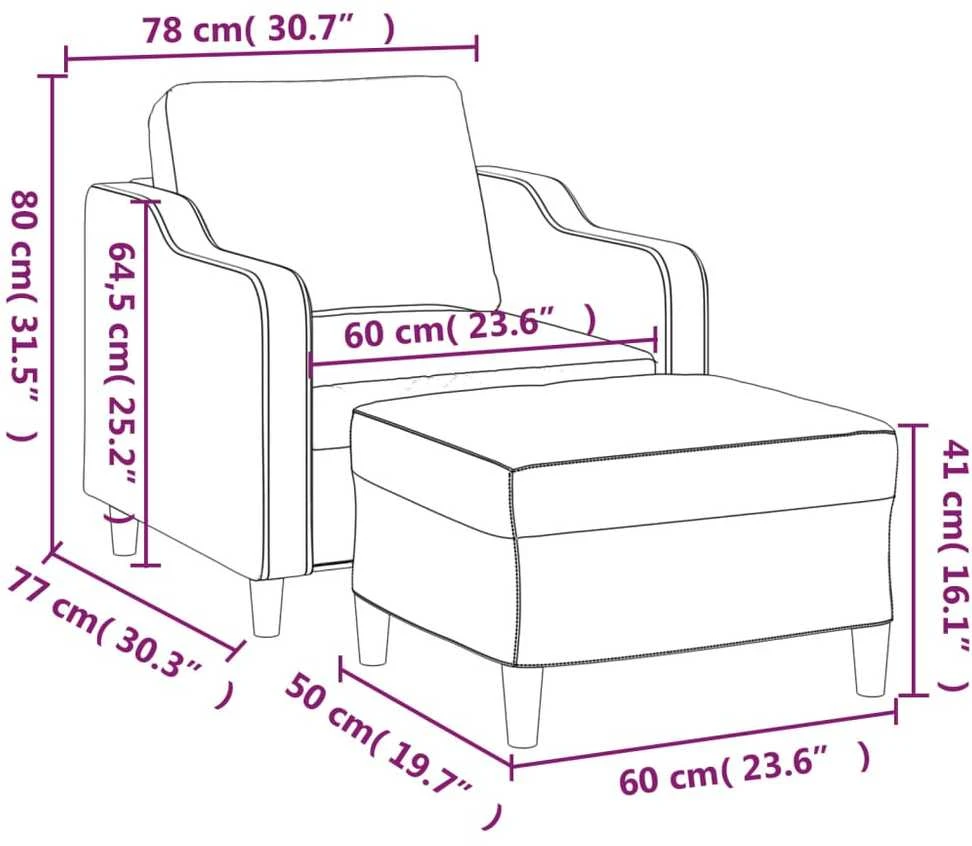 Sofa Krėslas su pakoja, kreminės spalvos, 60cm, audinys