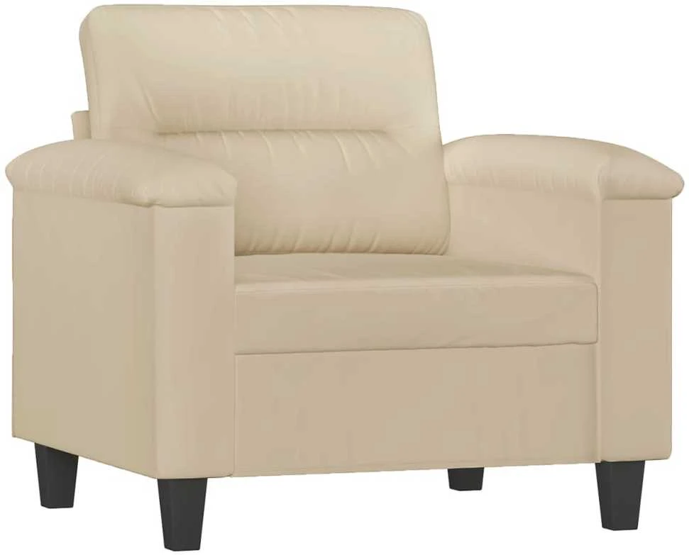 Sofa Krėslas su pakoja, kreminės spalvos, 60cm, mikropluošto audinys