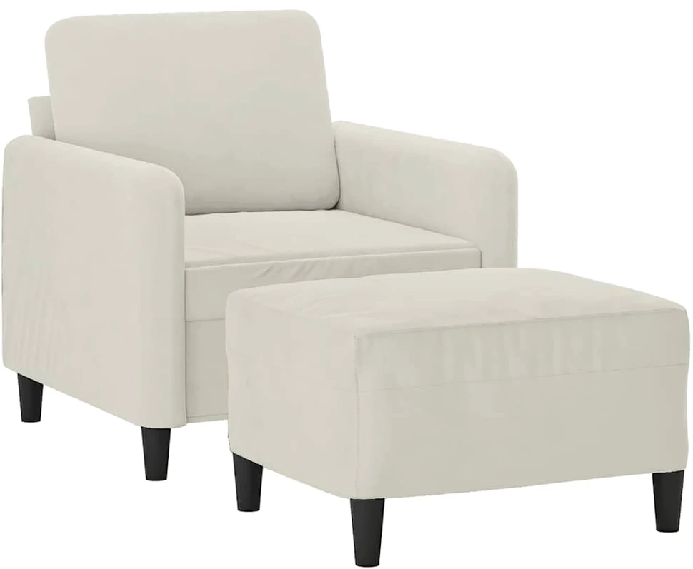 Sofa Krėslas su pakoja, kreminės spalvos, 60cm, aksomas