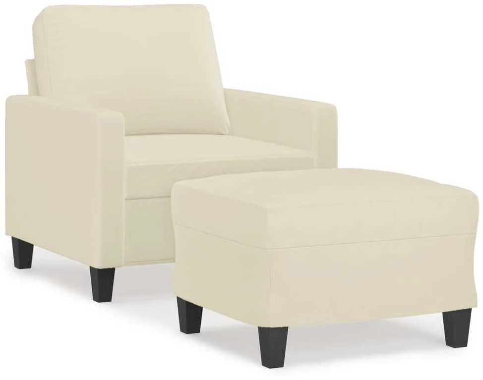 Sofa Krėslas su pakoja, kreminės spalvos, 60cm, dirbtinė oda