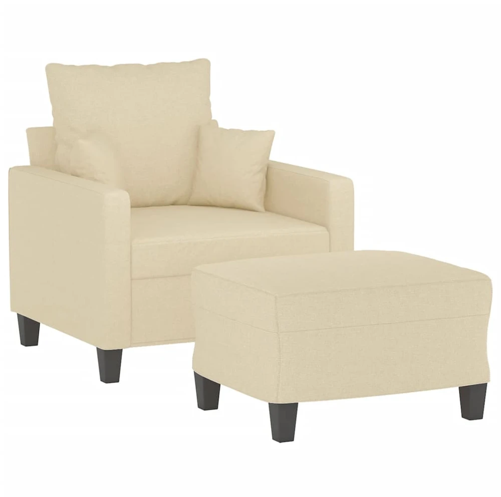 Sofa Krėslas su pakoja, kreminės spalvos, 60cm, audinys