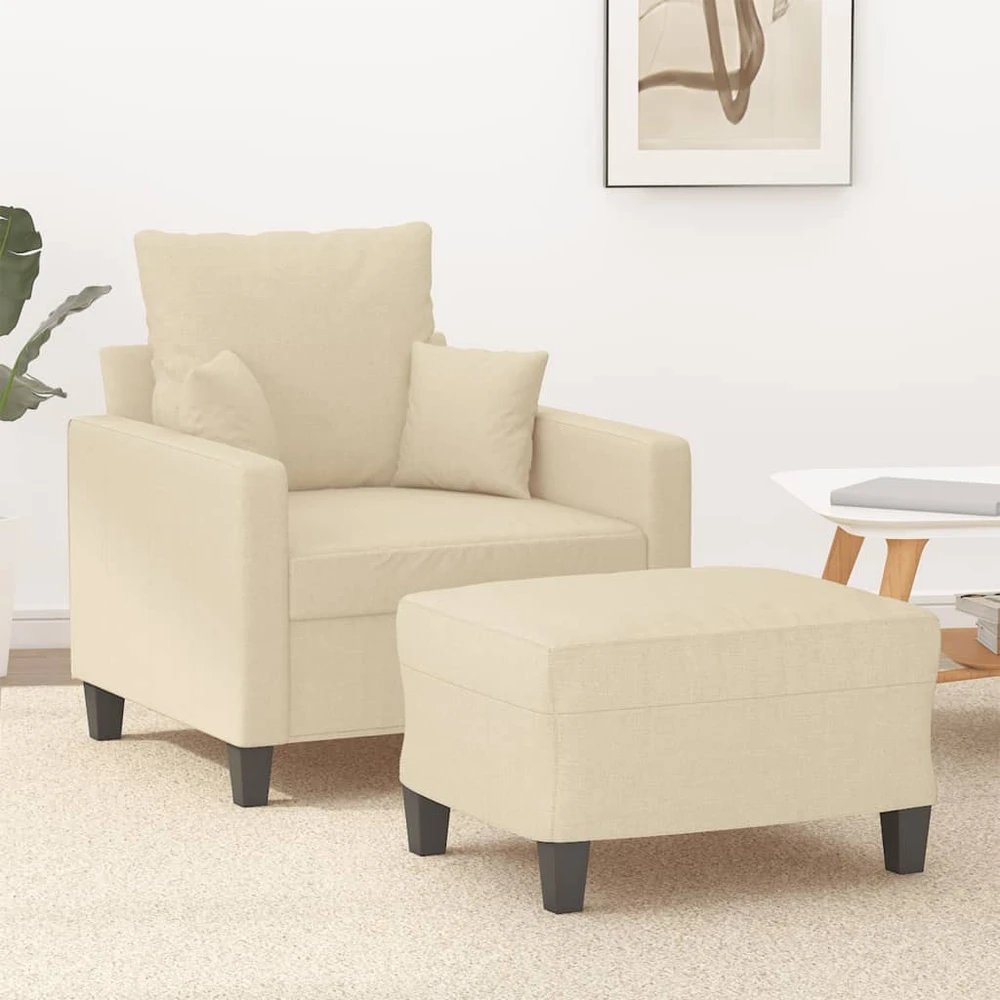 Sofa Krėslas su pakoja, kreminės spalvos, 60cm, audinys