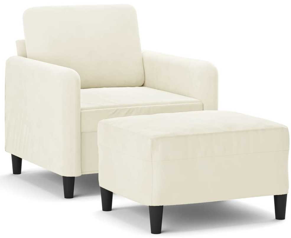 Sofa Krėslas su pakoja, kreminės spalvos, 60cm, aksomas