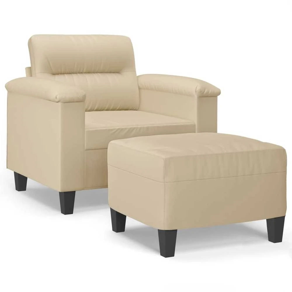 Sofa Krėslas su pakoja, kreminės spalvos, 60cm, mikropluošto audinys