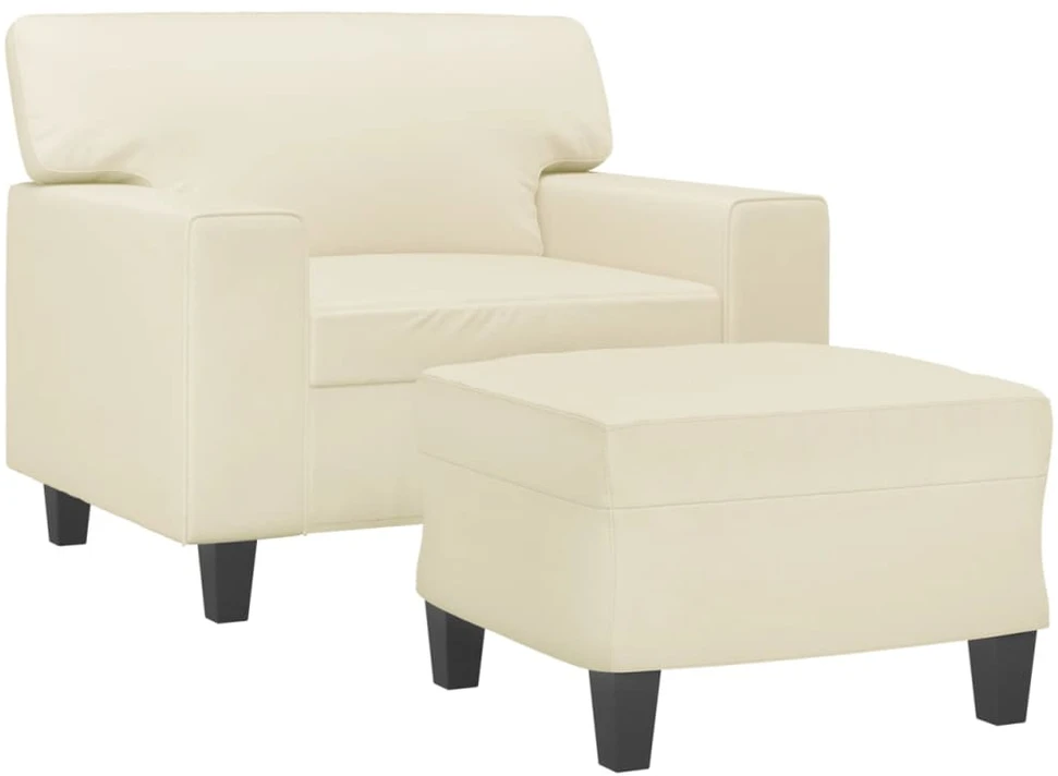 Sofa Krėslas su pakoja, kreminės spalvos, 60cm, dirbtinė oda