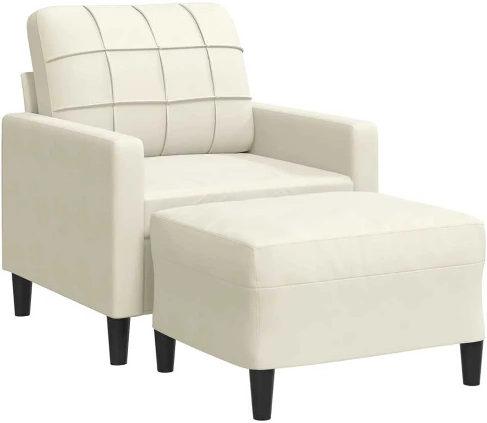 Sofa Krėslas su pakoja, kreminės spalvos, 60cm, aksomas