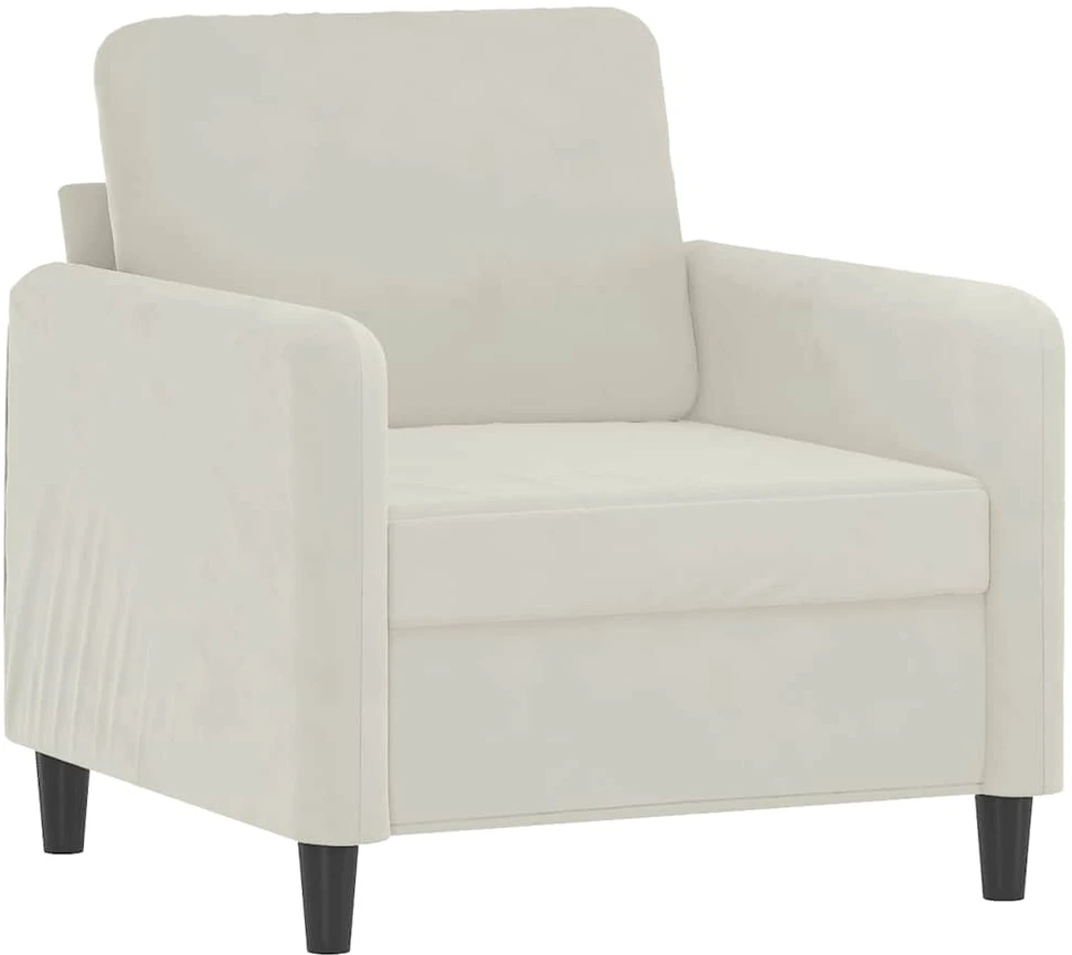Sofa Krėslas su pakoja, kreminės spalvos, 60cm, aksomas
