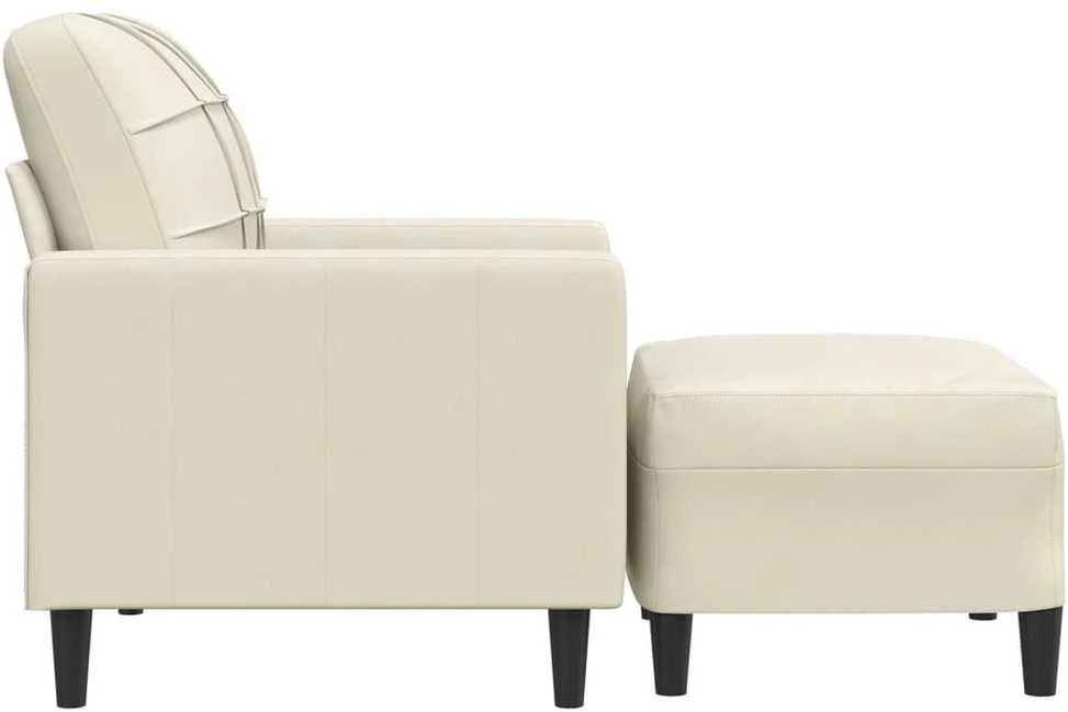 Sofa Krėslas su pakoja, kreminės spalvos, 60cm, aksomas