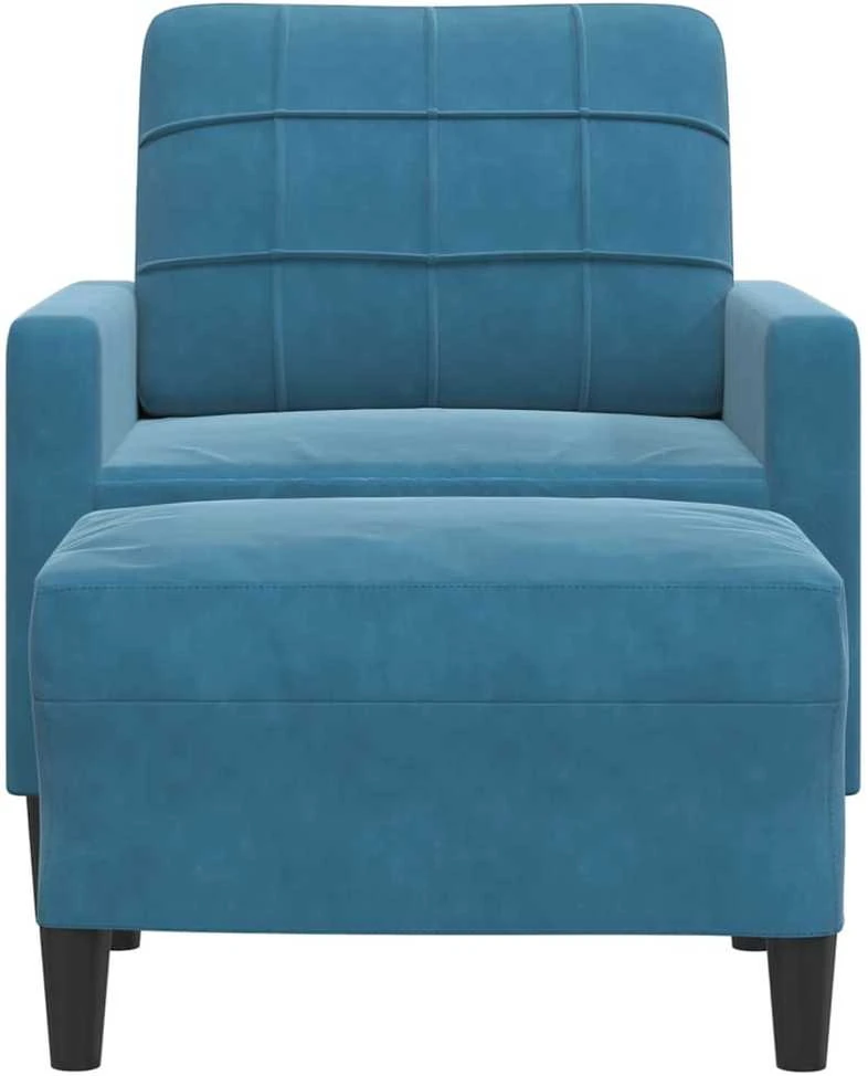 Sofa Krėslas su pakoja, mėlynos spalvos, 60cm, aksomas