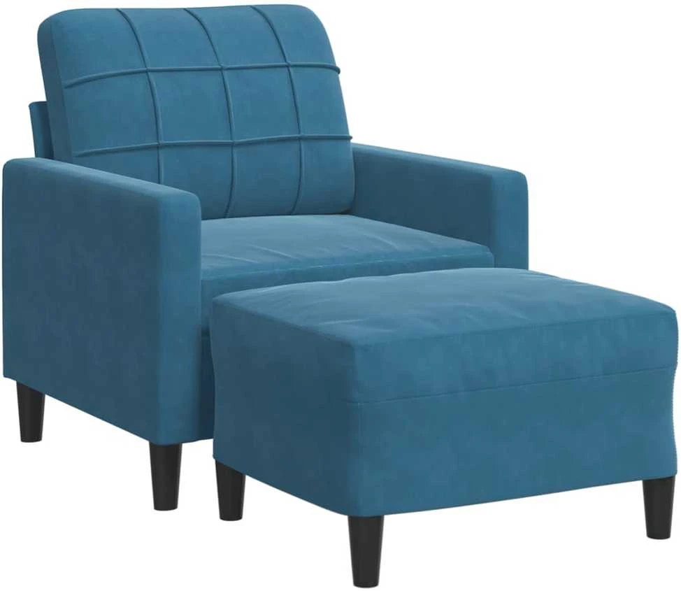 Sofa Krėslas su pakoja, mėlynos spalvos, 60cm, aksomas