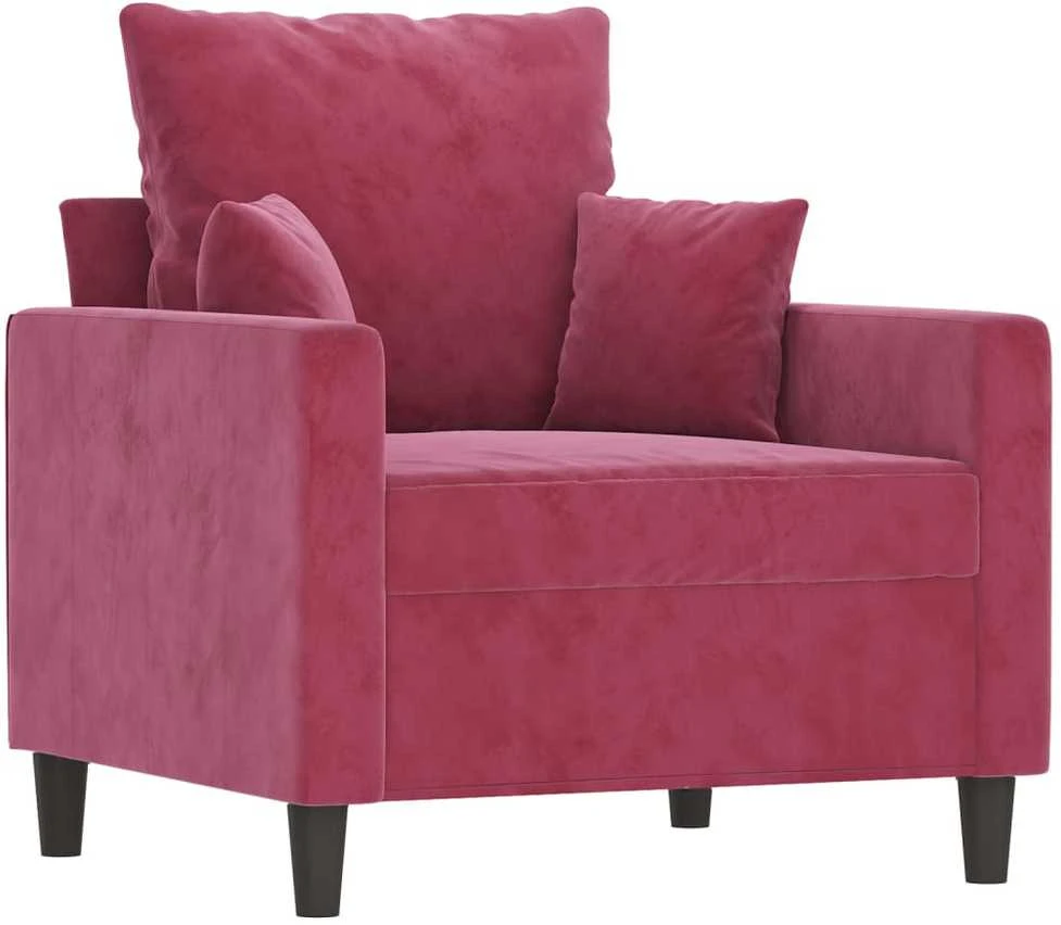 Sofa Krėslas su pakoja, raudonojo vyno spalvos, 60cm, aksomas