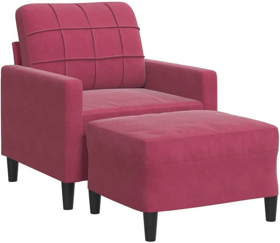 Sofa Krėslas su pakoja, raudonojo vyno spalvos, 60cm, aksomas