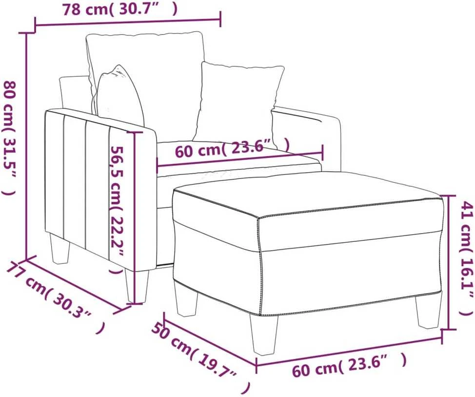 Sofa Krėslas su pakoja, raudonojo vyno spalvos, 60cm, audinys