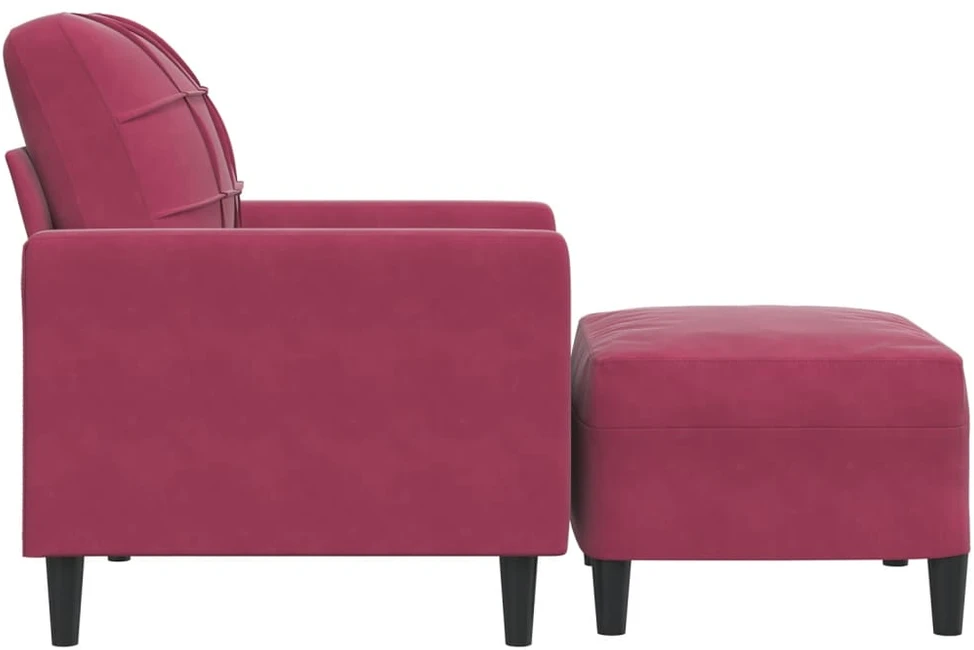 Sofa Krėslas su pakoja, raudonojo vyno spalvos, 60cm, aksomas