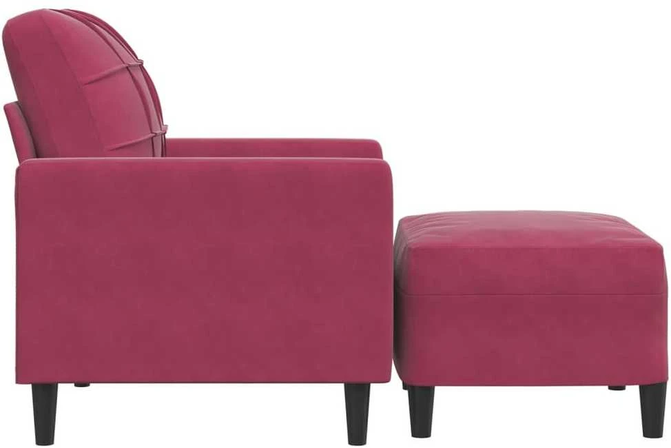 Sofa Krėslas su pakoja, raudonojo vyno spalvos, 60cm, aksomas