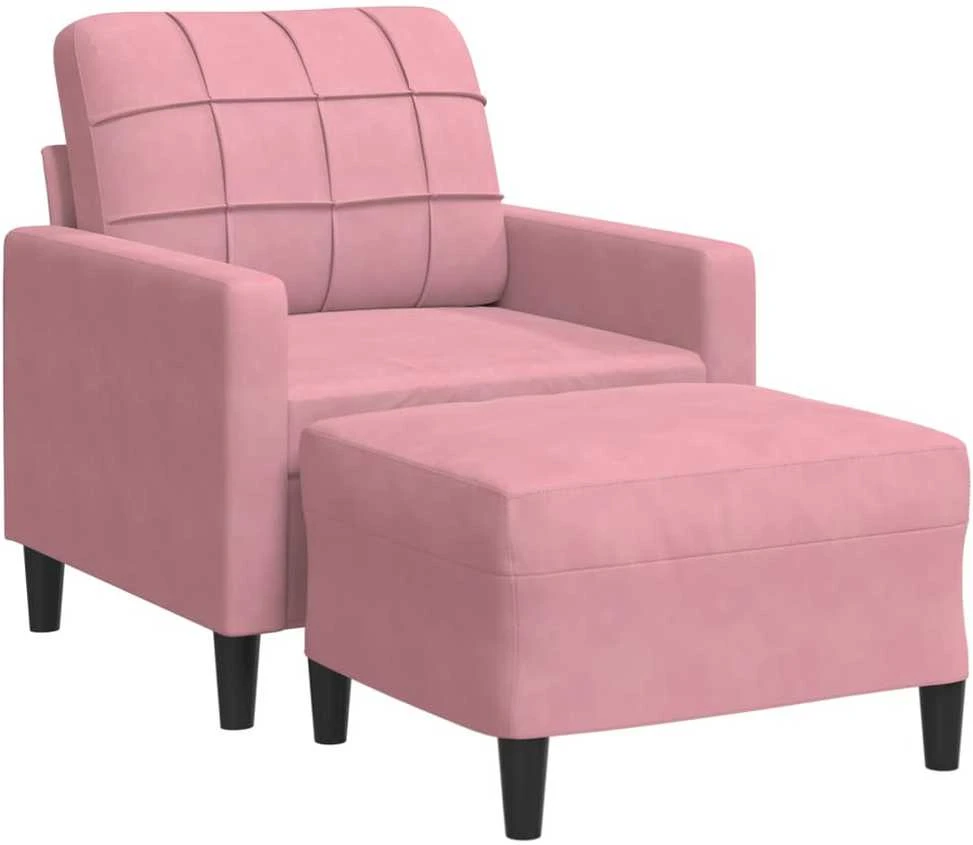 Sofa Krėslas su pakoja, rožinės spalvos, 60cm, aksomas