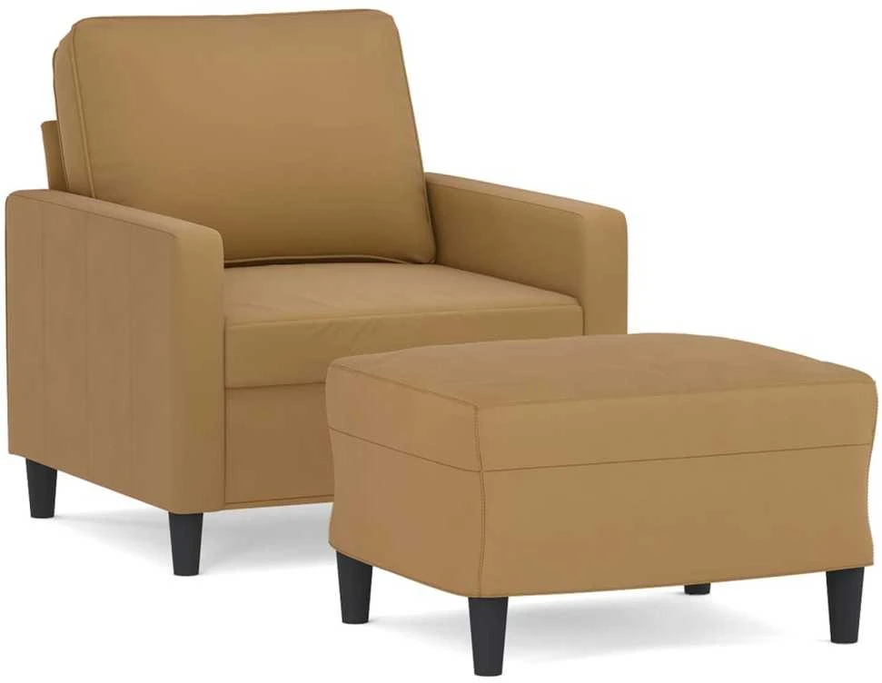 Sofa Krėslas su pakoja, rudos spalvos, 60cm, aksomas