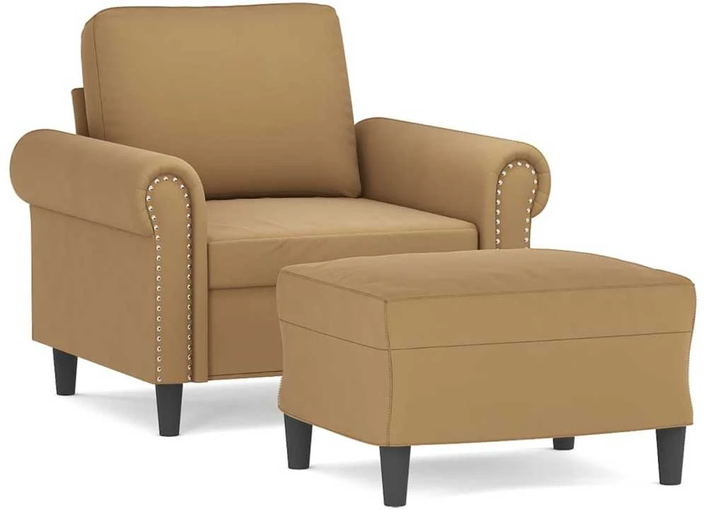 Sofa Krėslas su pakoja, rudos spalvos, 60cm, aksomas