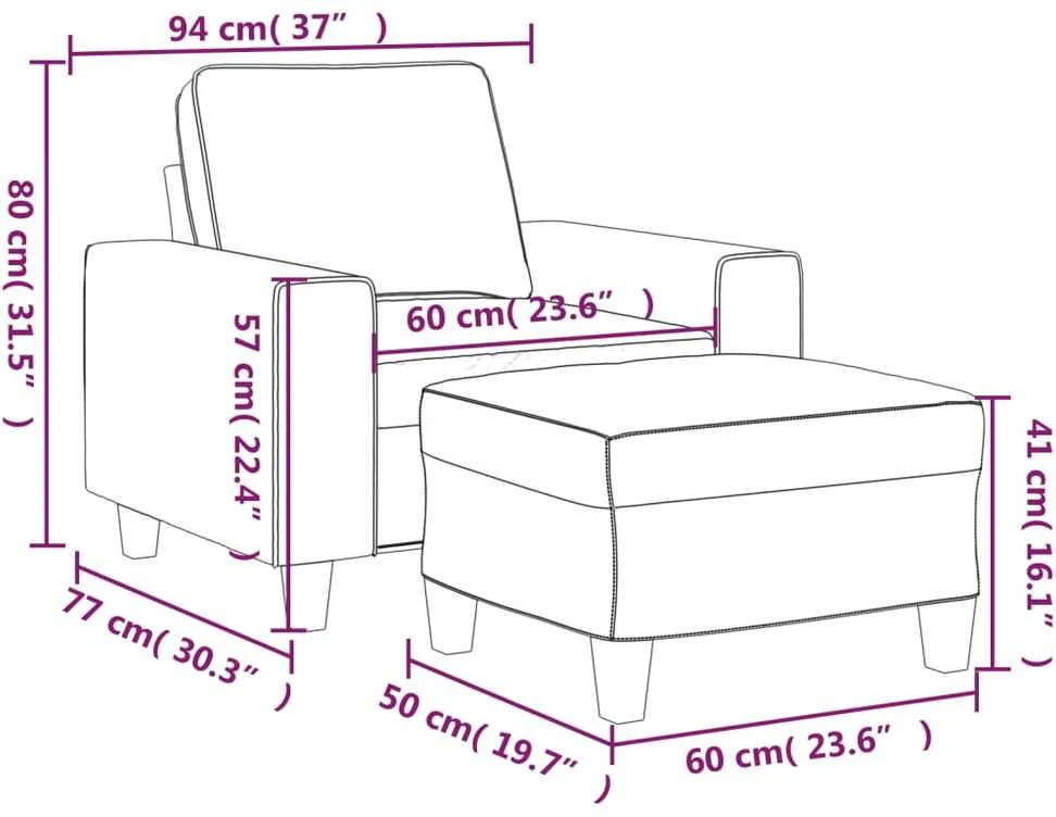 Sofa Krėslas su pakoja, rudos spalvos, 60cm, audinys