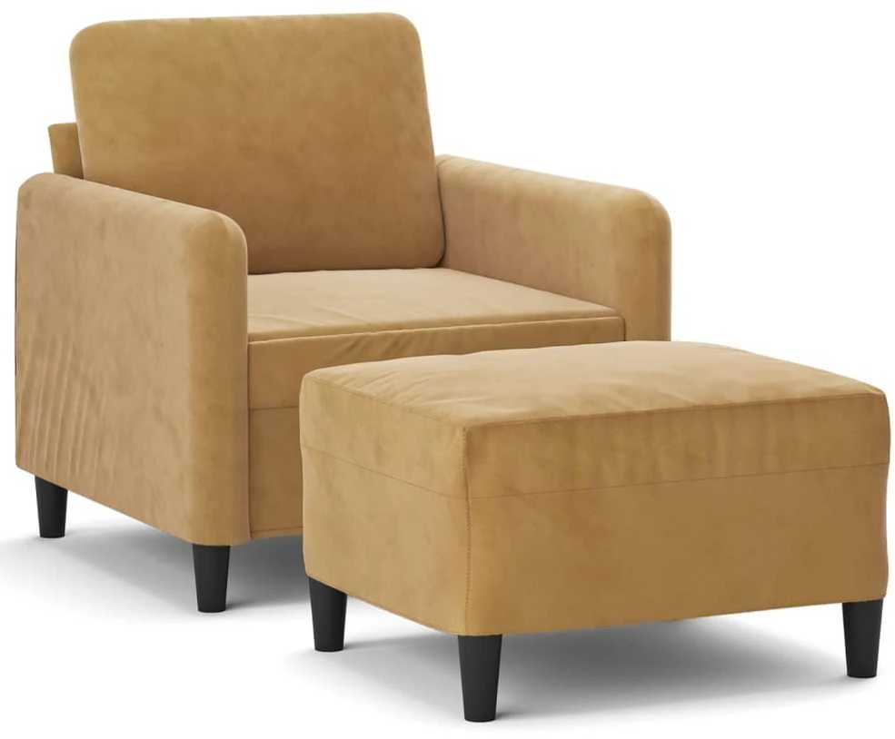 Sofa Krėslas su pakoja, rudos spalvos, 60cm, aksomas