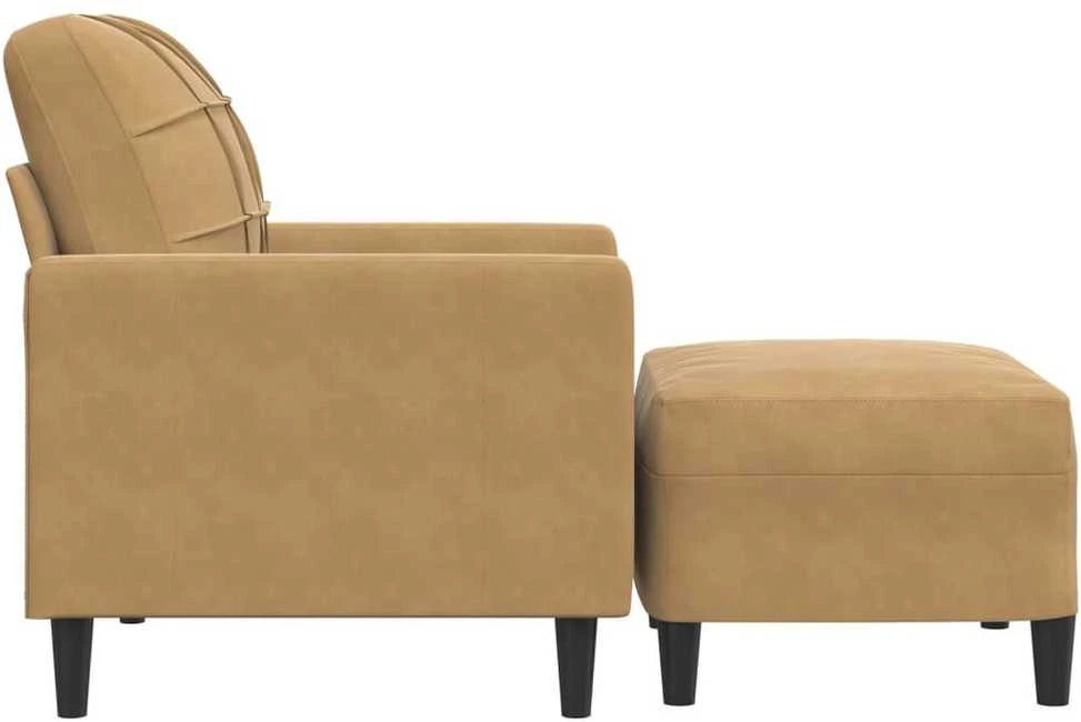 Sofa Krėslas su pakoja, rudos spalvos, 60cm, aksomas