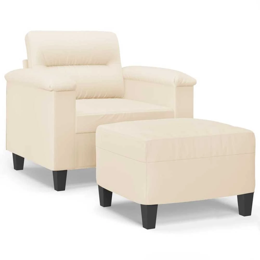 Sofa Krėslas su pakoja, smėlio spalvos, 60cm, mikropluošto audinys