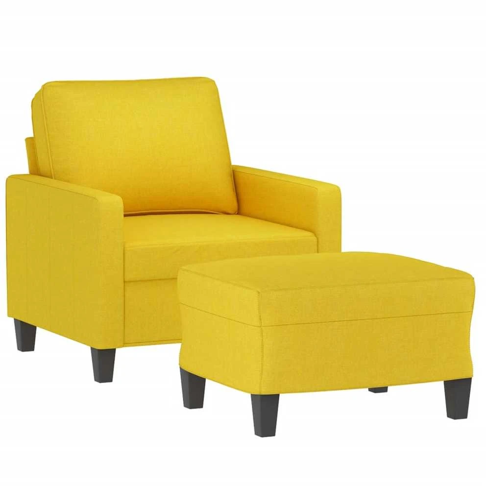 Sofa Krėslas su pakoja, šviesiai geltonos spalvos, 60cm, audinys